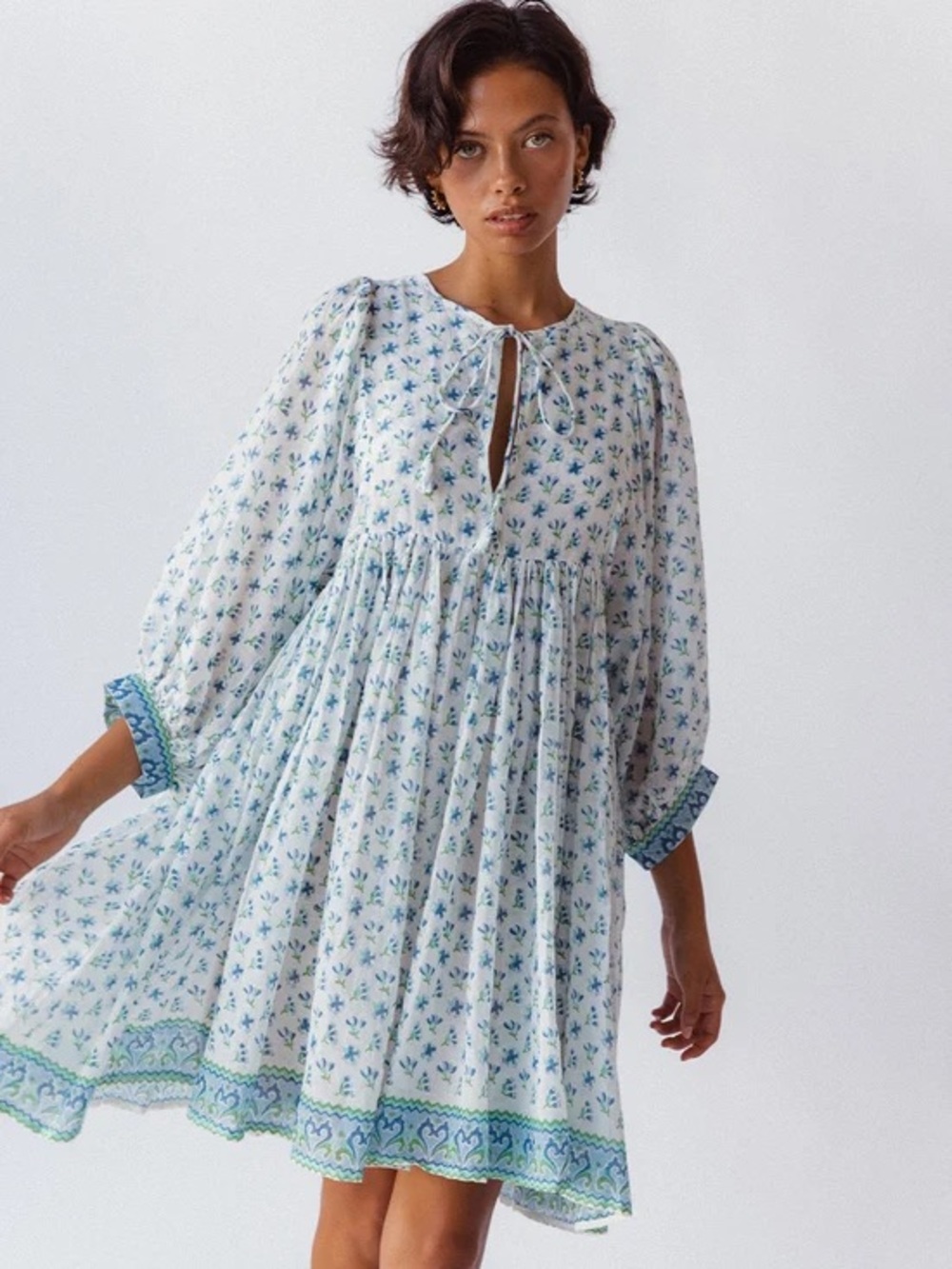 NWT Daughters of India Kyra Mini Dress in Azure Size Small